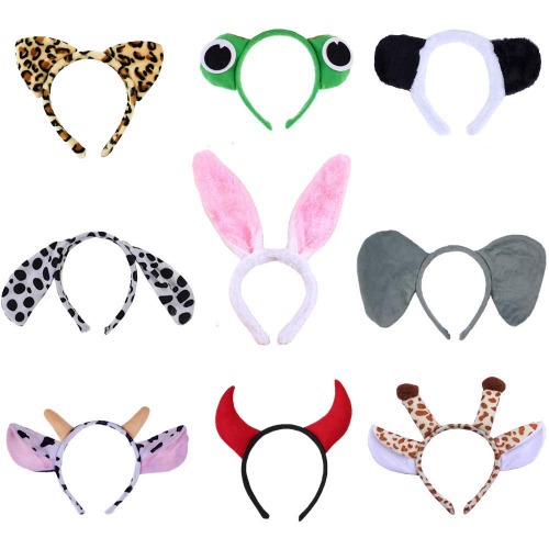 Bandeau en Peluche Animal, 9 Pièce Mignons Bandeau Oreilles d'Animaux, Bandeau Cosplay Animaux Tissu Bandeau Animaux, pour Les Filles et Les Femmes Accessoires de Cheveux de Fête