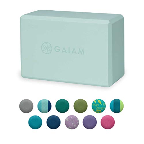 Gaiam Yoga Block - Supportive Latex-Free EVA Foam Soft Non-Slip Surface for Yoga, Pilates, Meditation - Cool Mint