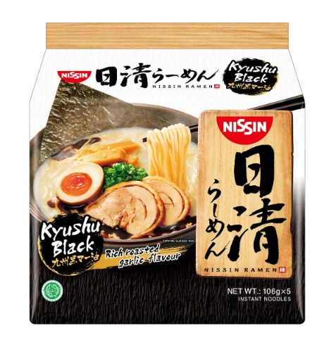 Nissin Ramen Kyushu Black Instant Noodle 5 Packets, 530 g, Garlic