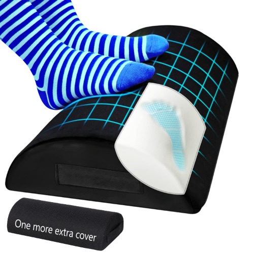 Shanghigh Foot Rest Under Desk, Office Foot Rest Cushion, Memory Foam Footrest for Desk Foot Rest, One More Extra Anti Slip Cover Included, Ergonomic Pad for Extra Leg Support, Premium Home Office Furniture Travel Accessories - Semicircular - Pure Black