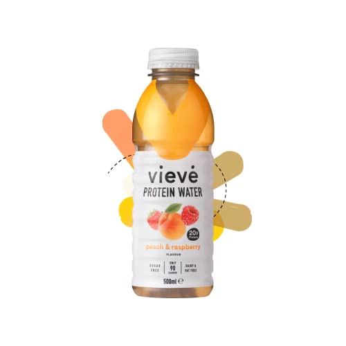 Vieve Protein Water 6x500ml - Peach & Raspberry | 20g Protein, Sugar Free, Fat Free & Dairy Free | A Ready to Drink Alternative to Protein Powders & Shakes | 6 Pack - Peach & Raspberry
