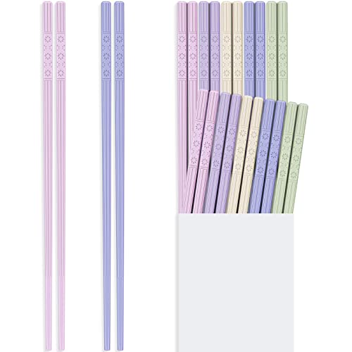 Hiware 10-Pair Reusable Fiberglass Chopsticks, Non-Slip Chop Sticks Set Japanese Style, Dishwasher Safe, 9.5-Inch - Multicolor