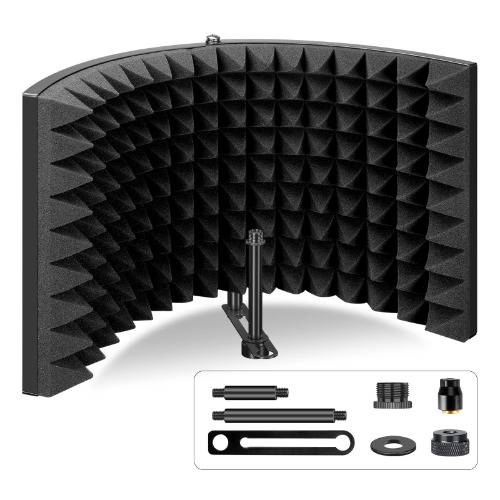 Aokeo (AO-302) Professional Studio Recording Microphone Isolation Shield.High Density Absorbent Foam is Used to Filter Vocal. Suitable for Blue Yeti and Any Condenser Microphone Recording Equipment