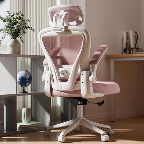 SeekFancy Ergonomic Office Chair M903, High Back Comfy Mesh Desk Chair with Wheels, Adjustable Lumbar Support, Headrest, Pink - Pink