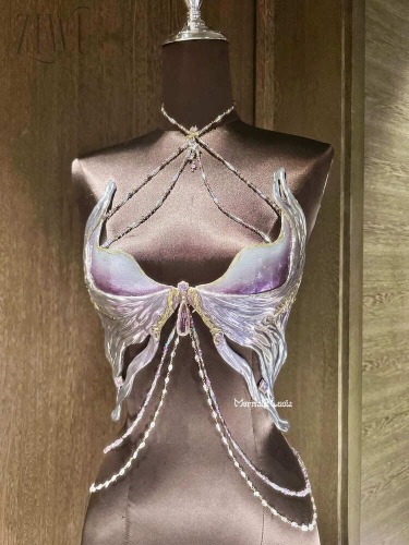 Purple Freyja Resin Mermaid Corset Bra Top Cosplay Costume Patent-Protected | One Size-Chest Circumference 80cm-92cm(31.5 inches to 36.2 inches)