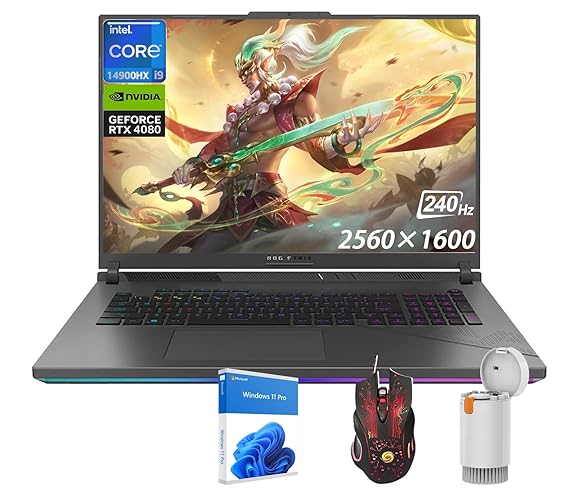 ASUS ROG Strix-G18 Gaming Laptop - 18" IPS QHD 2.5K Display | Intel 24-Core i9 14900HX | GeForce RTX 4060 | 32GB DDR5 2TB SSD | RGB Backlit KB | WiFi 6E | Dolby Atmos | Win 11 Pro - 32GB RAM | 2TB SSD - G18-4060