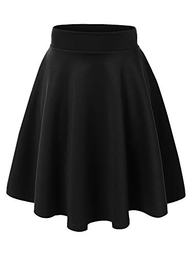 Made by Johnny Women's Basic Versatile Stretchy Flared Casual Mini Skater Skirt XS-3XL Plus Size - Medium - Wb829_black