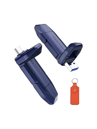 MOVE SPEED 2TB Solid State Flash Drive, 1000MB/s Read Write Speed, USB 3.2 Gen2 & Type C Dual Interface SSD with Keychain Leather Case Thumb Drive for iPhone 15 16 Series/MacBook/Android Phone etc - 2TBPRO