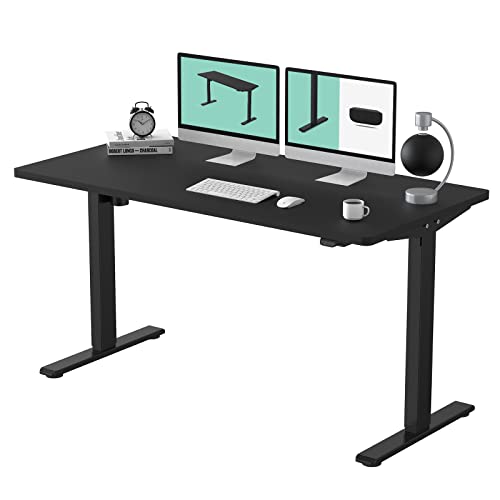 FLEXISPOT EC1 Stand Up Desk 55 x 28 Inches Workstation Home Office Computer Standing Table Height Adjustable Desk (Black Frame + 55" Black Top 2 Packages) - 55x28" - Black