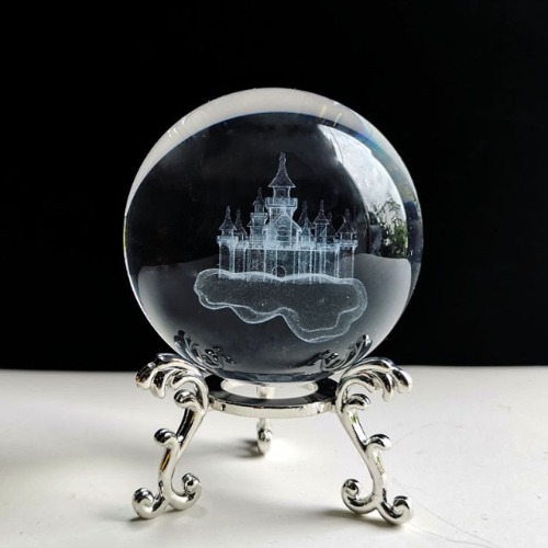 Crystal Ball with Ornate Metal Base - Castle