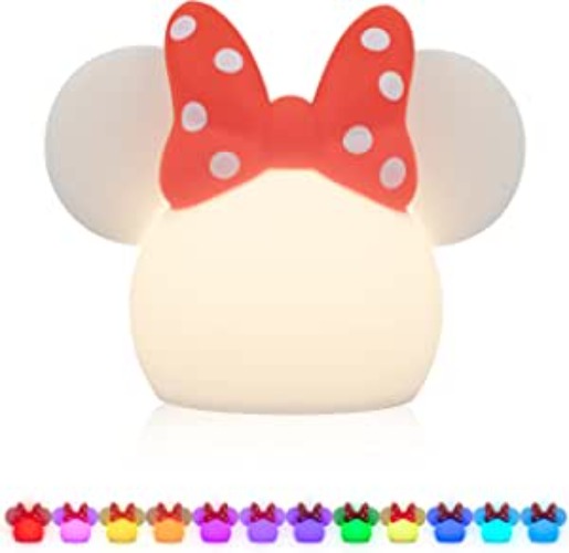 Disney Minnie Mouse Squish Light, Color Changing, Night Light for Kids, USB Lamp, Battery Operated, Dimmable, Ideal for Bedroom, Playroom, Living Room, and More, 66945 - Minnie Squish Night Light