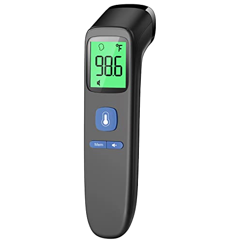 Non-Contact Thermometer for Kids and Adults, Digital Infrared Thermometer for Home use, Color-Coded Screen, 1 Second Result, Accurate & Easy to use (Black) - Black