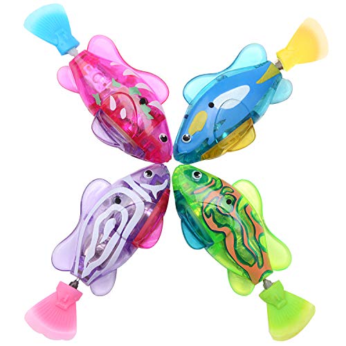 Cat Fish Toy Swimming Flash 4PCS Mini Cat Toys LED Water Activated Interactive Pets Flash Fish Toy for Christmas Party