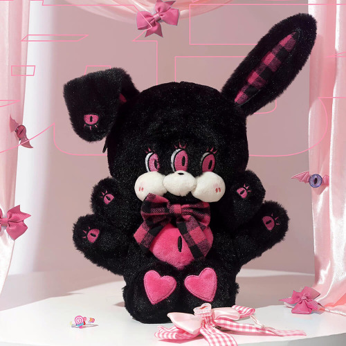 Wacky Eyed Bunny and Cat Plushie Bag | bunny pink