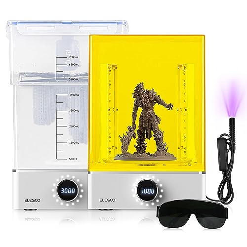 ELEGOO Mercury XS Bundle with Separate Washing and Curing Station for Large Resin 3D Printed Models, Compatible with Saturn and Mars LCD 3D Printers, with a Handheld UV Lamp - Mercury XS Bundle