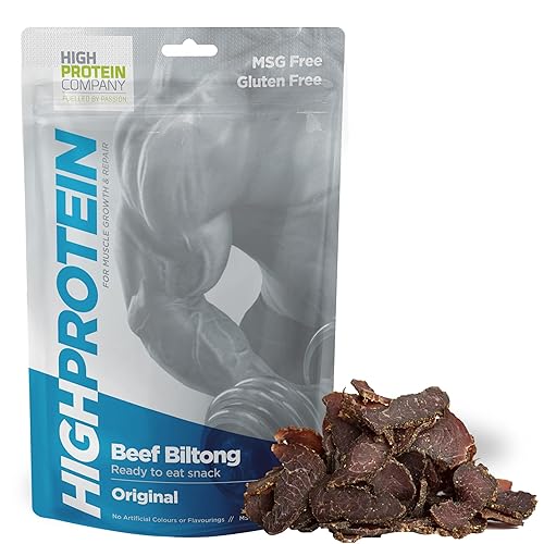 High Protein - Original Biltong, 600g Pack of 12 x 50g High Protein, low fat, Thin Tender Slices of authentic Beef Biltong, beef Jerky, Gluten & MSG Free, Convenient Snack - Original - 50 g (Pack of 12)