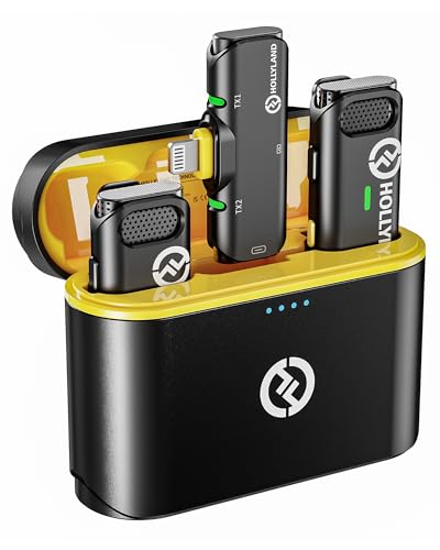 Hollyland Lark C1 Wireless Lavalier Microphone for iPhone, MFi Certified, Plug and Play, Noise Cancelling Lapel Mic with 656ft Transmission, 32H Working Time, Compatible with iPhone, iPad-Black - IOS Version-Duo Kit - Black