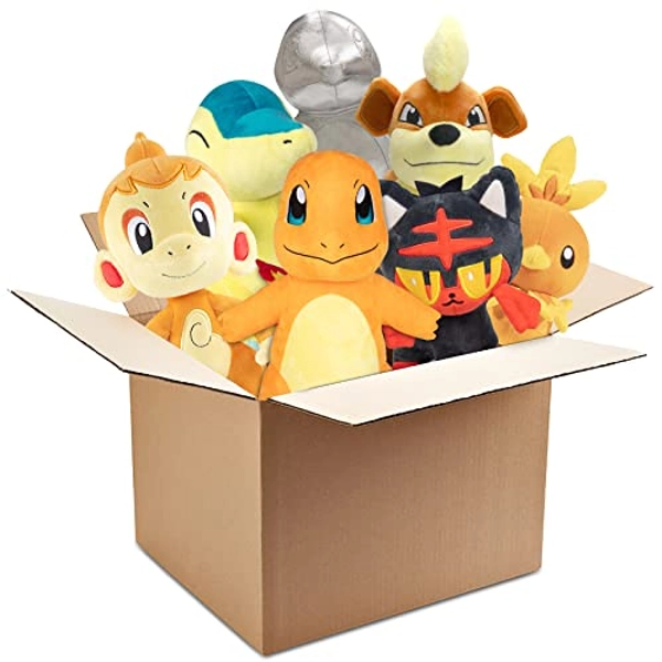 Pokemon Fire Type 8" Plush Mystery Blind Box, 3-Pack - Receive 3 Assorted Fire Type Pokemon Characters Plus Rare Collectible Silver Pokemon - Surprise Stuffed Animal Toy - Gift for Kids - 2+