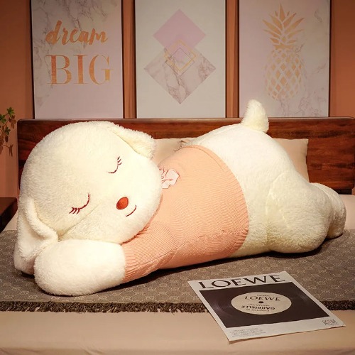 Giant Dog Plush Long Pillow - White / 80cm