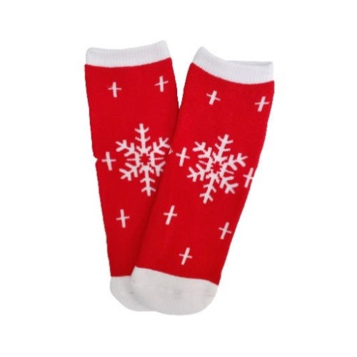 Red Snowflake Socks for Kids (Ages 6 mo. to 7 yr) - Medium (5-7)