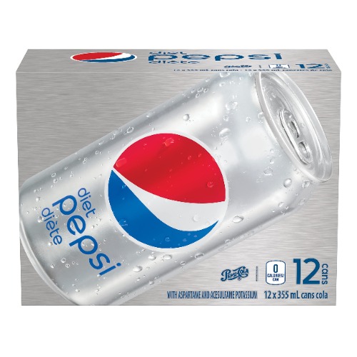 Diet Pepsi cola, 355 mL Cans, 12 Pack