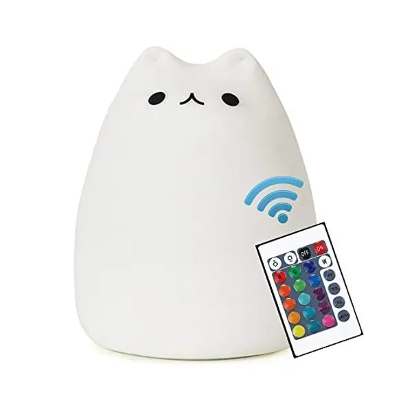 
                            Cat Lamp, NeoJoy Remote Control Silicone Kitty Night Light for Kids Toddler Baby Girls Rechargeable Cute Kawaii Nightlight
                        