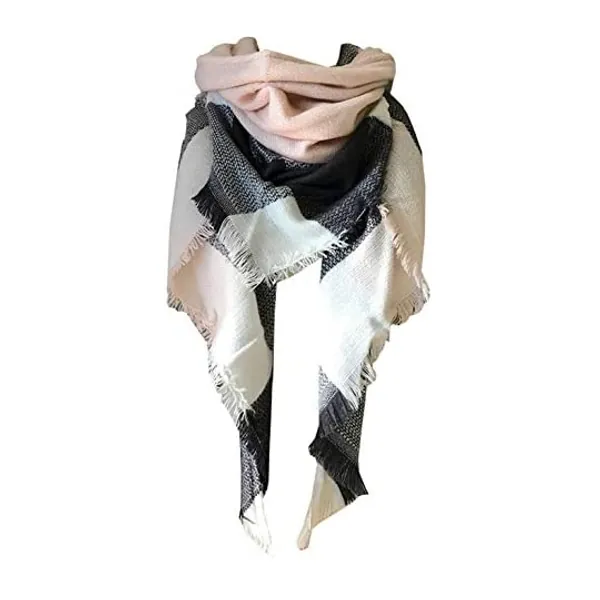 
                            Wander Agio Womens Warm Long Shawl Winter Wraps Large Scarves Knit Cashmere Feel Plaid Triangle Scarf
                        