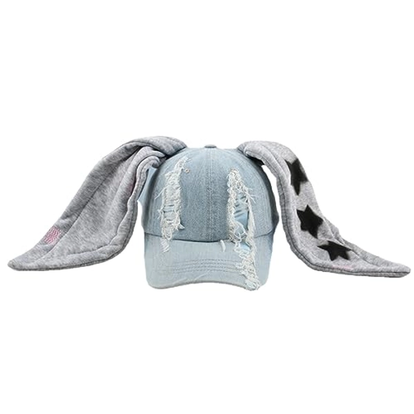 OMLAMP Y2k Hats New Jeans Bunny Ears Hat Kpop Outfits for Women Woman's Baseball Cap Hip-hop Beanies Grunge Girl Caps