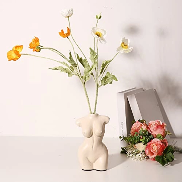Body Vase Female Form Power Cute Vase Body Art Modern Décor Boho Decoration Sculpture Bud Vase for Flower (Ivory, Large)