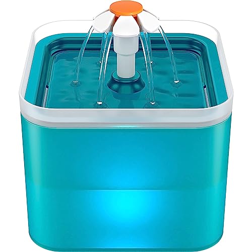 NICREW Fuente para Gatos 2L Silenciosa, Bebedero Gatos con 3 Tipos de Flujo, Fuente Agua Gatos con Triples Filtraciones, Fuente de Agua para Gatos (Ciano) SIN BPA - Verde