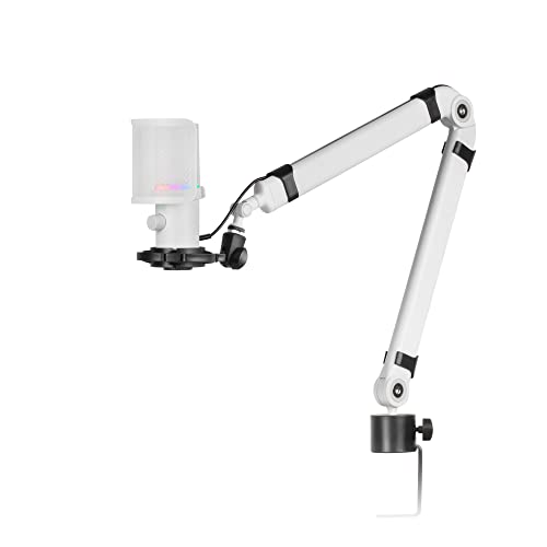 MARSGAMING Mars Gaming MMIC-XT, Micrófono de Estudio Profesional Alta Definición 192Khz 24-bit, Brazo Omnidireccional, Soporte Antivibración, Filtro Pop Malla Metálica, Blanco