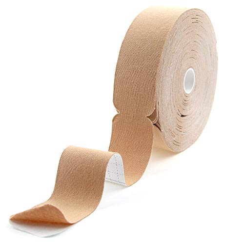 MUEUSS Kinesiology Tape Bulk Roll Waterproof Hypoallergenic Breathable Sports Tape Roll for Muscles Knee Ankle Elbow Shoulder Support-Therapeutic Kinetic Athletic Therapy-Latex Free FDA Approved - Precut 25M Beige