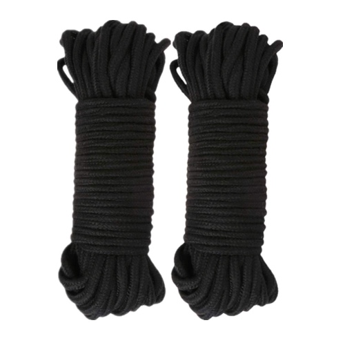 Wschic 2Pcs Soft Cotton Rope,32 Feet Multi-Function Natural Durable Braided - Black
