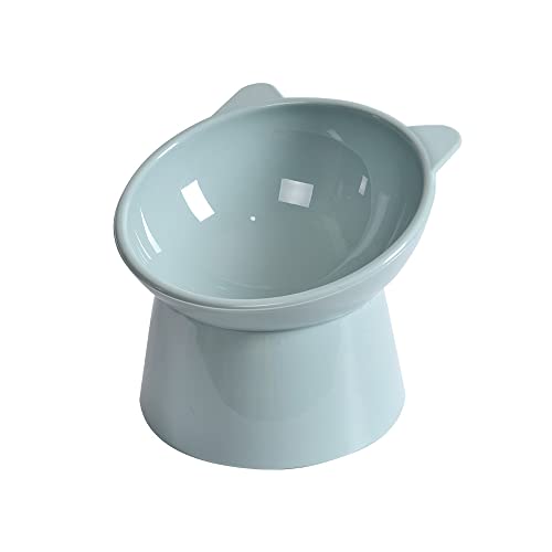 Love Dream Double Dog Cat Bowls with Raised Stand Pet Food Water Feeder Bowl 15 ° Tilted Pet Bowl Stress-Free Suit for Cats Small Dogs (Single-Blue) - MaxcGear