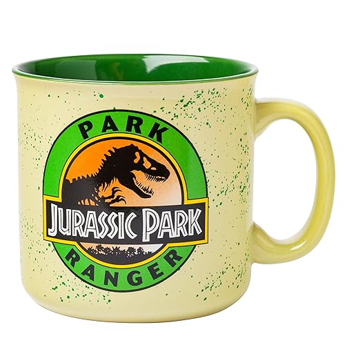 Silver Buffalo Jurassic Park Park Ranger Camper Style Ceramic Coffee Mug, 20 Ounces - 20oz Park Ranger
