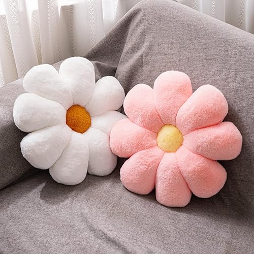 2pcs Flower Chair Pillow (Pink & White) - Pink & White