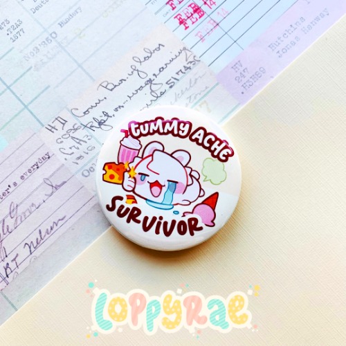 "Tummy Ache Survivor" Pinback Button Badge