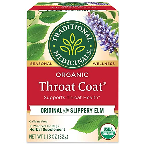 Pack of 2 x Traditional Medicinals Organic Throat Coat Herbal Tea - Caffeine Free - 16 Bags