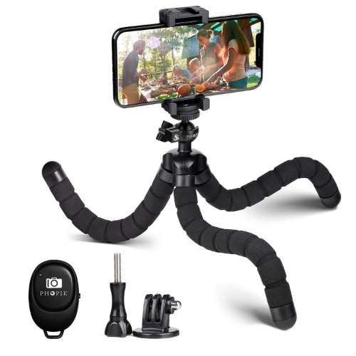 PHOPIK Mini Phone Tripod Stand: Portable and Flexible Octopus Smartphone Tripod- Compatible with iPhone/Android/Camera/GoPro - 