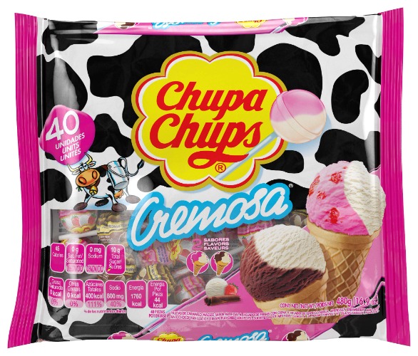 Chupa Chups Lollipops Candy, 40 Candy Suckers for Kids, Cremosa Ice Cream, 2 Assorted Creamy Flavors, for Gifting, Parties, Office, 40 Count - Ice Cream