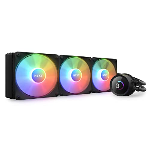 NZXT Kraken 360 RGB - 360mm AIO CPU Liquid Cooler - Customizable 1.54" Square LCD Display for Images, Performance Metrics - High-Performance Pump - 3 x F120 RGB Core Fans - Black - Cooler