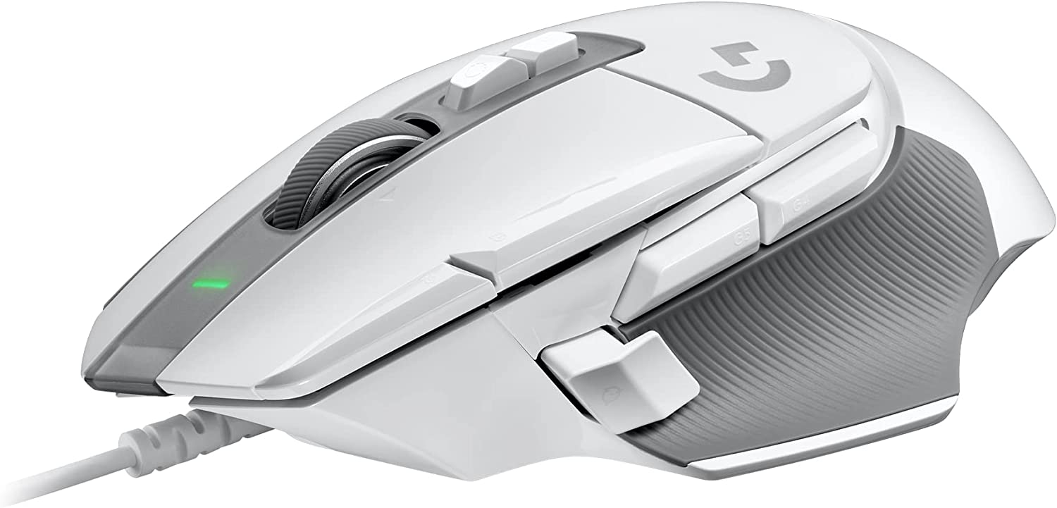 Logitech G502 X Wired Gaming Mouse - LIGHTFORCE hybrid optical-mechanical primary switches, HERO 25K gaming sensor, compatible with PC - macOS/Windows - White - White Wired Non-RGB