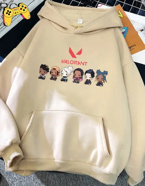 Gamer inspired Hoodie, Valorant,  Anime Hoodie, Streetwear, Oversized Sweatshirt, Cute Cartoon Print, Unisex, Student, Pullovers