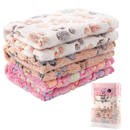 MIWOPET 3 Pack Cat and Dog Blanket Soft & Warm Fleece Flannel Sleep Mat, Great Pet Throw for Puppy, Small, Medium & Large Dog(Large) - large (40"*30")
