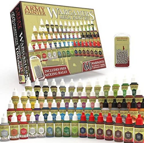 The Army Painter Paint Set - Miniature Painting Kit with 100 Rustproof Mixing Balls & 60 Nontoxic Acrylic Paints for Wargamers Hobby Model Paints for Plastic Models - Mini Figure Painting Kit - Paint Set 60 + Mixing Balls