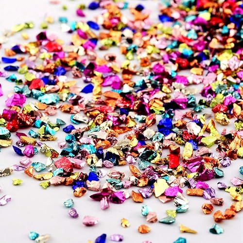Crushed Glass Irregular Metallic Chips Sprinkles Chunky Glitter Multicolor 100g 2-4mm for Nail Arts Craft DIY Vase Filler Epoxy Resin Mold Scrapbooking Jewelry Making Decoration (Multicolor, 2-4mm) - Multicolor - 2-4mm
