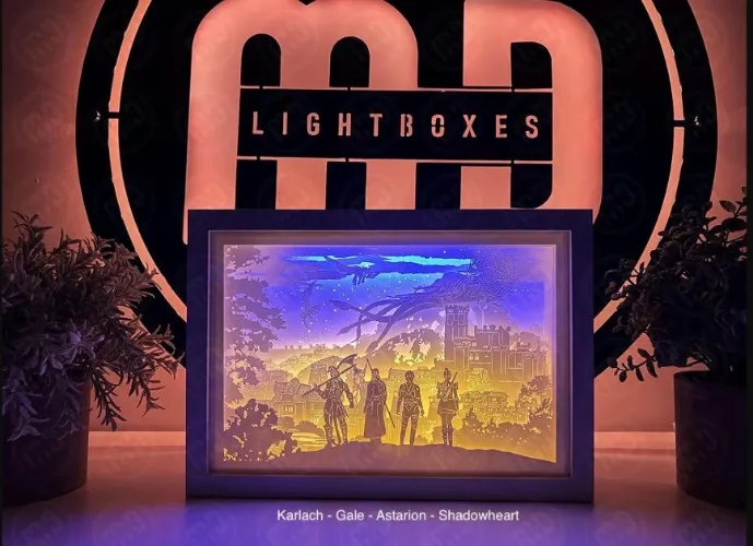 MDLightBoxes - BG3 Light Box with Karlach, Gale, Astarion, and Shadowheart