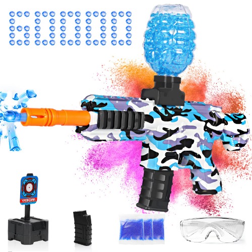 NLFGUW Electric Gel Ball Blaster Toys,Eco-Friendly Splatter Ball Blaster with 60000+ Water Beads,Automatic Outdoor Games Toys for Activities Team Game,for Adults and Kids Ages 12+(Dark Blue) - Dark Blue
