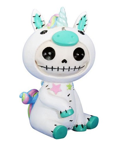 SUMMIT COLLECTION Furrybones Unie Signature Skeleton in White Unicorn Costume with Stars and Rainbow Hair - 