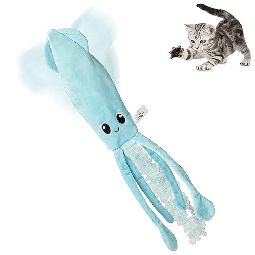 Pet Craft Supply Flipper Flopper Interactive Electric Realistic Flopping Wiggling Moving Fish Potent Catnip and Silvervine Cat Toy Sassy Squid, All Breed Sizes - Sassy Squid